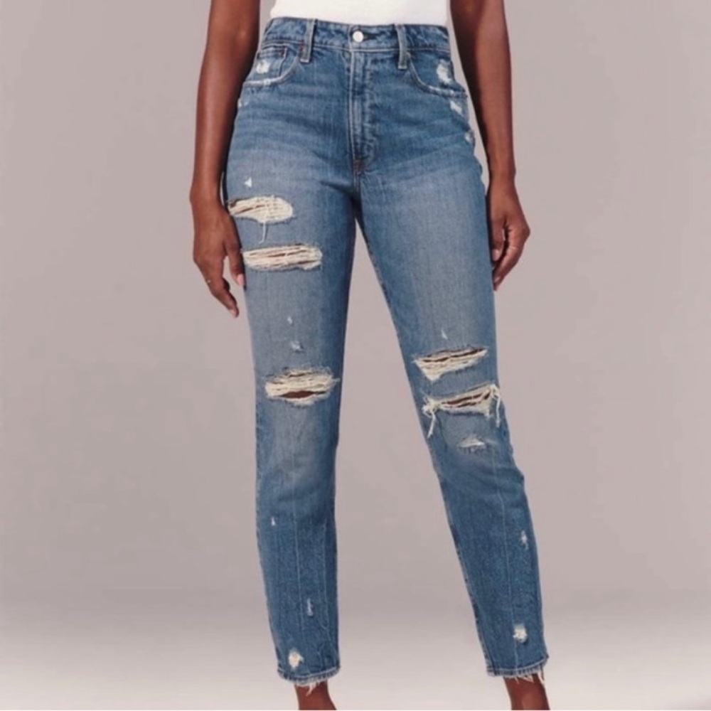 Abercrombie Distressed High Rise Mom Jean, denim jeans